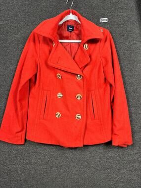 Gap Jacket Womens Medium Wool Blend Peacoat Double Breasted Button Winter Coat